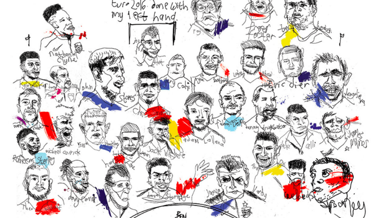 EURO 2016 BAD LEFT HANDED ENGLAND PORTRAITS BY BEN TALLON