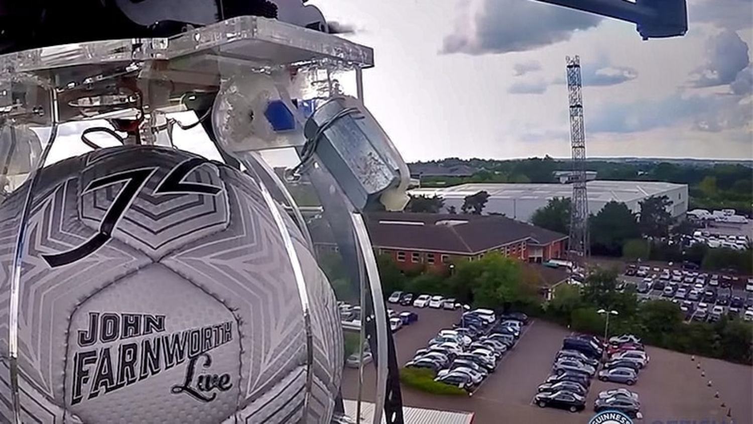 Watch a freestyler break the world record for the highest ball dropped and controlled