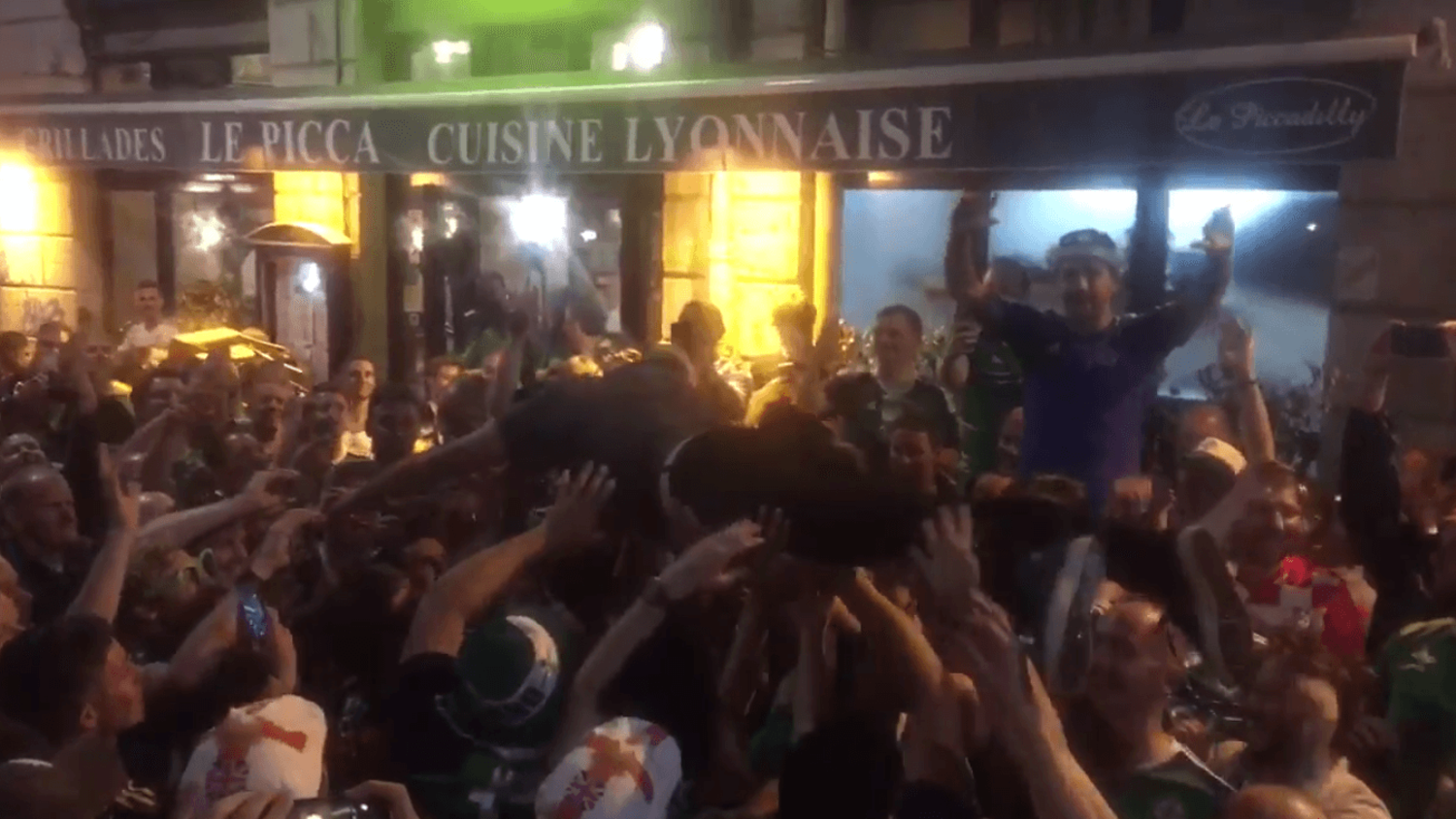 How Northern Ireland celebrated: Crowd Surfing Keith Gillespie & Sleeping with a Cone