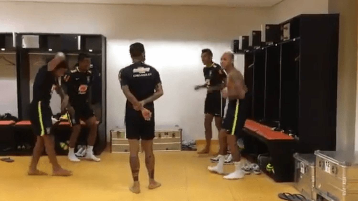 Neymar, Marcelo & Dani Alves take on the running man challenge