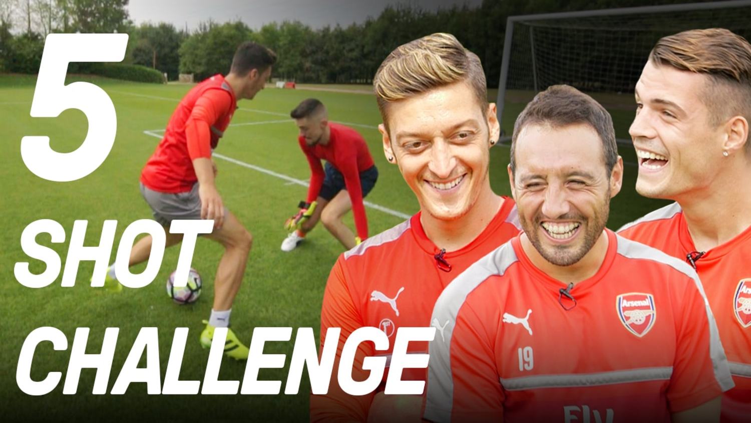 5 Shot Challenge with Ozil, Cazorla and Xhaka